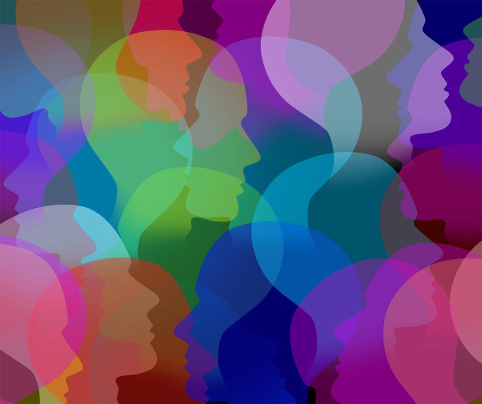 Zeichnung von bunten Gesichtern