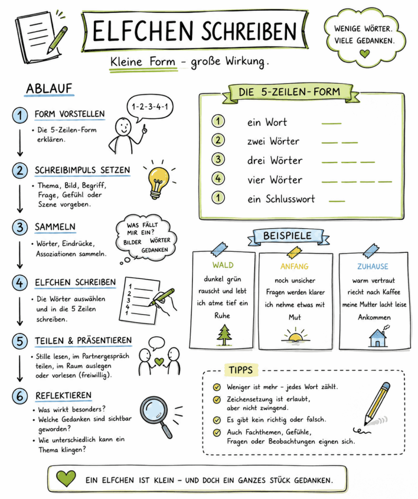 Elfchen Methode erklärt als Sketchnote