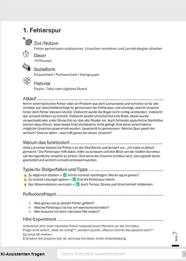 Vorschau Fehlermethode