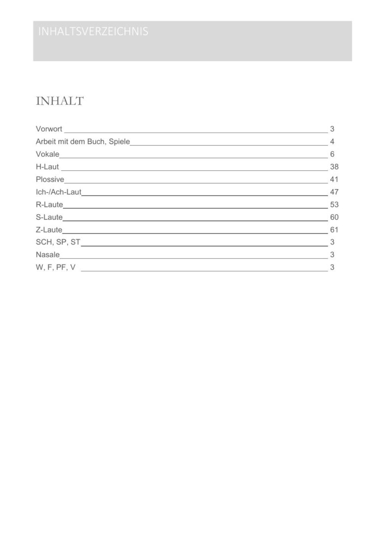 Leseprobe Das Phonetikbuch: Inhaltsverzeichnis